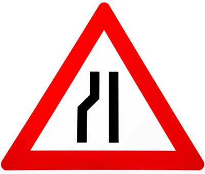 Produktbild von ORIGINAL Verkehrsschild Nr. 121-20 * Einseitig verengte Fahrbahn, Verengung links * SL 900 mm nach StVO und RAL-Gütebedingungen Verkehrszeichen Achtung Warnschild Straßenschild Gefahrenzeichen Schild