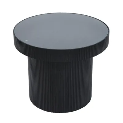 Produktbild von SVITA MIGUEL Beistelltisch mit Glas Coffeetable Couchtisch klein rund Schwarz/Schwarz