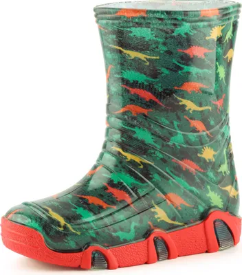 Produktbild von Ladeheid Kinder Mädchen Jungen Gummistiefel Gefüttert SwkBW (Dunkles Türkis Dinosaurier, 21/22)