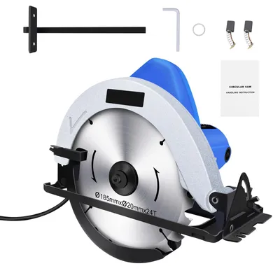 Produktbild von Kreissäge - Handliche Bausäge - 900 W - 180-mm-Sägeblatt - Einstellbarer 45°-Gehrungswinkel - Für Holz, Fliesen und Metall - Blau