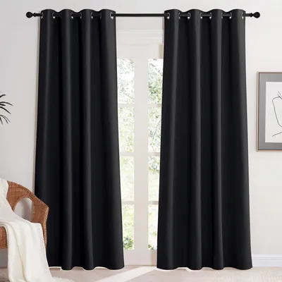 Productafbeelding van Verduisterende gordijnen met oogjes, geschikt voor de slaapkamer - 2 stuks, 220 x 140 cm