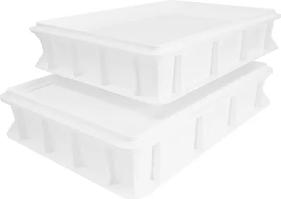 Produktbild von Pizza Lover 2x Pizzateigbox mit Deckel in weiß - Größe 30x40x7,5 cm Gärbox Pizzateig Brotteig Hefeteig & Sauerteig Lebensmittel Box - Pizzazubehör