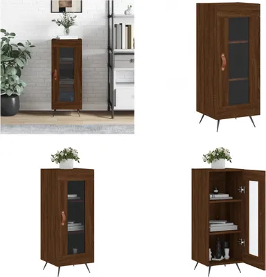 Image de vidaXL Sideboard brun aspect chêne 34,5x34x90 cm Bois composite - Sideboard - Buffets - Armoire - Rangement