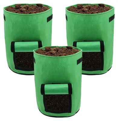 Image de Ensemble de 25 sacs de plantation de 38 litres, avec fenêtre transparente et poignées de transport, sacs de plantation pliables pour serre, terrasse et jardin