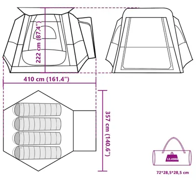 Productafbeelding van vidaXL Auto-overkapping, geschikt voor 4 personen, groen, waterdicht