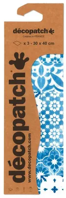 Image de Papier Décopatch « Mosaïque de carreaux bleus », 3 feuilles