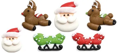 Produktbild von Zuckerdekoration Weihnachten Rentier und Weihnachtsmann 6pcs