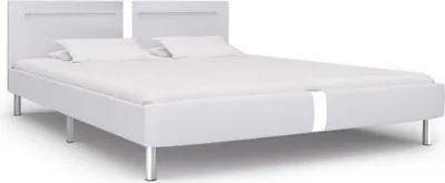 Image de vidaXL Cadre de lit avec LED Blanc Similicuir 180×200 cm