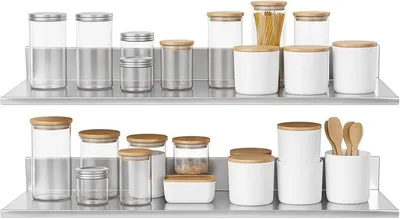 Imagen del producto de Estante de pared de acero inoxidable para cocina, juego de 2 unidades, estante de pared para cocina, estante para especias