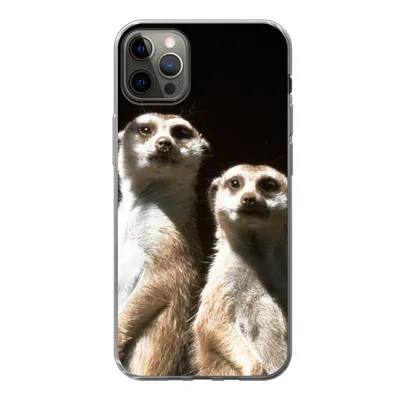 Produktbild von MuchoWow® Handyhülle Schutzhülle Hülle für iPhone 13 Pro Max Schwarz - Erdmännchen - Tiere Silikon Softcase Handy Hülle - Mobiltelefon