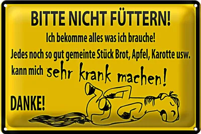 Produktbild von Blechschild Pferd 30x20cm Bitte Nicht Füttern macht krank