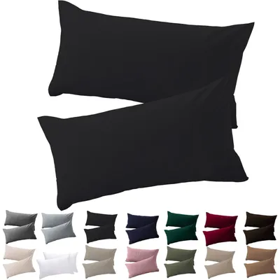 Zdjęcie produktu dla Zestaw 2 poszewek na poduszki, 40x70 cm, kolor czarny, 100% mikrofibra, z zamkiem błyskawicznym