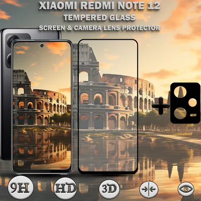 Produktbild von XIAOMI REDMI NOTE 12 Displayschutzfolie und Objektivschutz aus 9H gehärtetem Glas