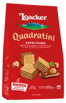 Zdjęcie produktu dla Loacker Quadratini Napolitan plastry waflowe w formie kostki 125g