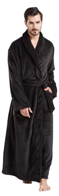 Produktbild von Lange Fleece-Bademantel für Männer in Schwarz