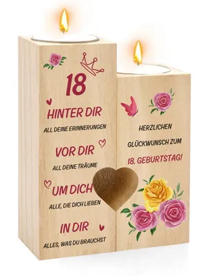 Produktbild von Kerzenständer Holz Geburtstagskerze Teelichtbecher 18. Geburtstag Geschenk für Mädchen und Frauen