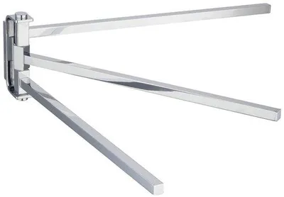 Immagine prodotto di Portasciugamani da parete Ibzenoa® in ottone con finitura cromata – 3 bracci girevoli (180°), 393 × 115 mm, montaggio a parete con viti, resistente alla ruggine