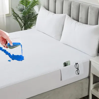 Obrázok produktu pre Chránič matraca Vodoodolný 130 x 190/200 cm, Výška 30 cm, Hypoalergénny, Priedušný, Antikráčajúci