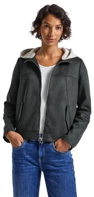 Productafbeelding van Street One veloursjas met capuchon, kleur: evernight green, maat: 34