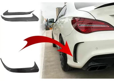 Imagen del producto de Deflectores laterales para parachoques delantero, estilo alerón, para Mercedes CLA W117, modelos 2014-2018, edición de fibra de carbono.