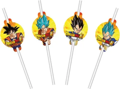 Produktbild von Dragon Ball Z-Trinkhalme mit Anhänger 8 Stück bunt -