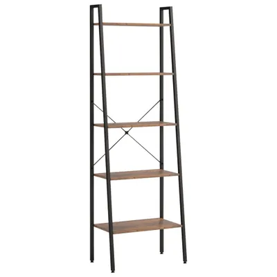 Image de Étagère sur pied 5 niveaux Marron foncé et noir 56x35x174 cm