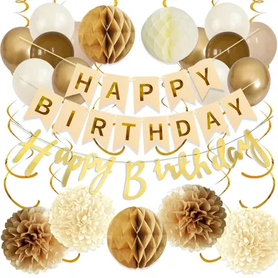 Produktbild von Geburtstagsdeko Set Girlande Ballons Papier Pompons 28-teilig