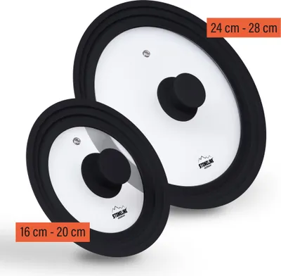 Immagine prodotto di STONELINE® Set di coperchi universali in vetro 16/18/20 e 24/26/28 | Nero