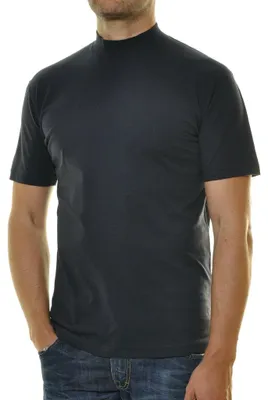 Ragman T-Shirt kurzarm mit Stehkragen in blau