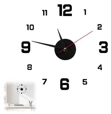 Wanduhr 40 cm DIY 3D mit selbstklebenden Zahlen, leises Uhrwerk, schwarz