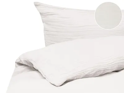 Obrázek produktu pro BELIANI Sada povlečení na peřinu a povlak na polštář krémově bílá mušelínová bavlna 150 x 200 cm moderní ložnice