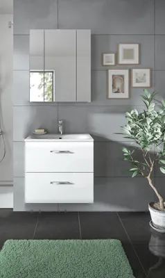 Produktbild von Badezimmer-Set >Ice< in Weiß / Weiß Hochglanz - 60x185x46cm (BxHxT)