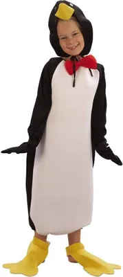 A child wearing a penguin costume.