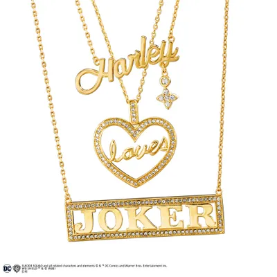 Image de Noble Collection Suicide Squad réplique 1/1 colliers set Harley Loves Joker (plaqué or) NOB4060