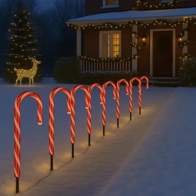 8er-Pack Candy Cane Lichter 40cm 64 LED rot