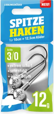 Produktbild von Lieblingsköder Spitze Haken 3/0 - 2 Jigköpfe, Gewicht:12g