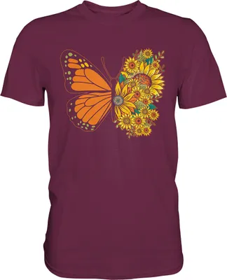 Produktbild von Schmetterling Sonnenblumen T-Shirt Garten Gärtner Geschenk – Burgundy / XXL