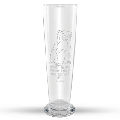 Produktbild von Mr. & Mrs. Panda Bierglas Affe - Transparent - Geschenk, Weizen Glas, Afrika, Affen, Selbstliebe, Weizenbier, Mr Mrs Weizenglas, Selbstbewusstsein, Liebe, Respekt, Bier