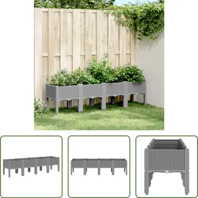 Zdjęcie produktu dla The Living Store Sadzarka z nogami jasnoszara 160x40x42 cm PP
