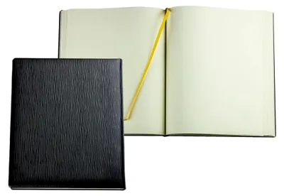 Produktbild von DELMON VARONE - Personalisierbares Gästebuch gebunden in Premium Leder Manhattan Schwarz - Blanko Buch mit Hardcover Einband & Merkband für Hochzeit, Taufe, Geburtstag & Geburt