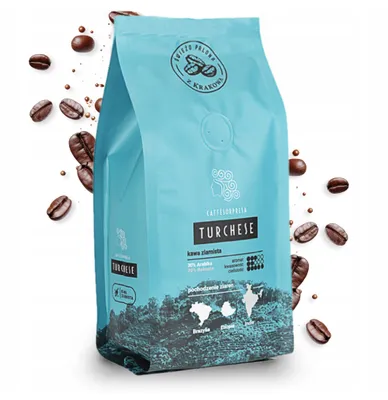 Zdjęcie produktu dla Świeżo palona kawa ziarnista Caveres Sorpresa Turchese 250g, 30% Arabica i 70% Robusta - Rzemieślnicza Palarnia Kawy Premium