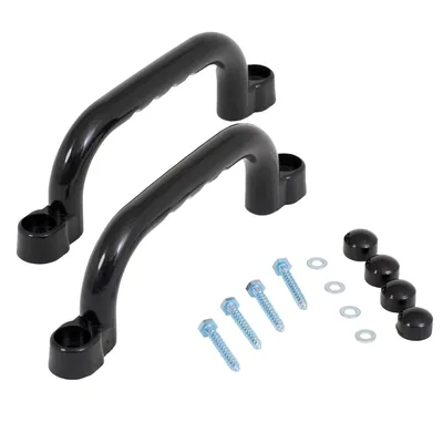 Produktbild von TRIBECCO Spielplatzhalter, 2er-Set, 25 × 7,5 cm, wetterfest und schlagfest, inkl. Montageset Schwarz