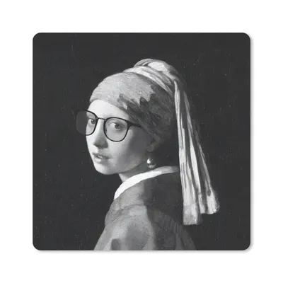 Produktbild von MuchoWow® Mauspad Mousepad Das Mädchen mit dem Perlenohrring - Johannes Vermeer - Schwarz und weiß 30x30 cm - Mousepads - Maus Mat - Pad - Mausunterlage - Gaming