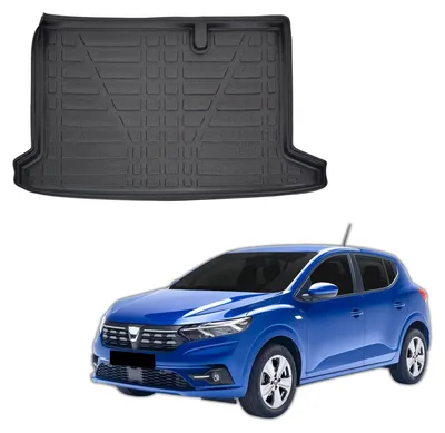 Produktbild von SCOUTT | Kofferraumwanne Laderaumwanne Kompatibel mit Dacia Sandero 3 ab 2021, mit Hoher Rand, Kofferraum-Schutzmatte, Geriffelt, Aufrollbar, Schwarz