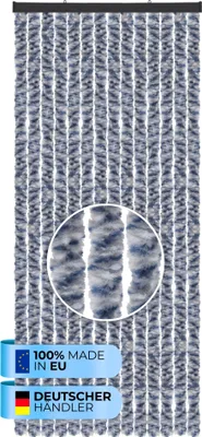 Produktbild von Flauschvorhang (56x185 cm) Türvorhang "Meliert Blau" als Insektenschutz für Balkon, Terrasse oder Wohnmobil, Wohnwagen, Pavillon