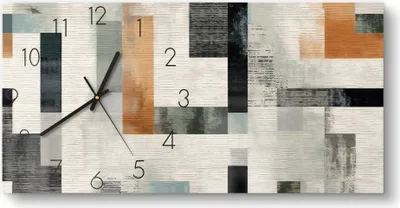 Produktbild von DEQORI Glasuhr 60x30 cm Zahlen 'Urbane Struktur' Wanduhr Glas Uhr Design leise Küchenuhr