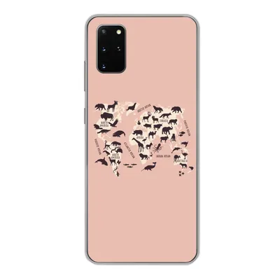 Produktbild von MuchoWow® Handyhülle Schutzhülle Hülle für Samsung Galaxy S20 Plus Weltkarte - Tiere - Scherenschnitt Silikon Softcase Handy Hülle - Hartschale
