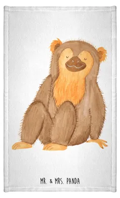 Produktbild von Mr. & Mrs. Panda Handtuch Affe - Weiß - Geschenk, badezimmer, Afrika, gästehandtuch klein, Liebe, Affen, Frotteehandtuch, Design, Gästetuch, Selfcare, Motivation