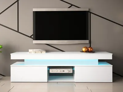 Obrázek produktu pro TV stolek s LED osvětlením USOA - lesklý bílý / matný bílý