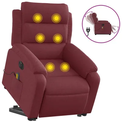 Produktbild von vidaXL Elektrischer Massagesessel mit Aufstehhilfe Weinrot Stoff